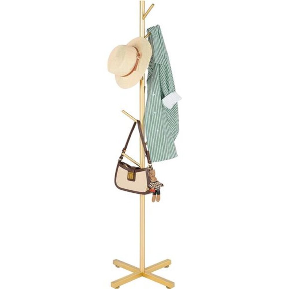 Metal Coat Rack Stand, Modern Coat Rack Freestanding with 8 Hooks, Coat